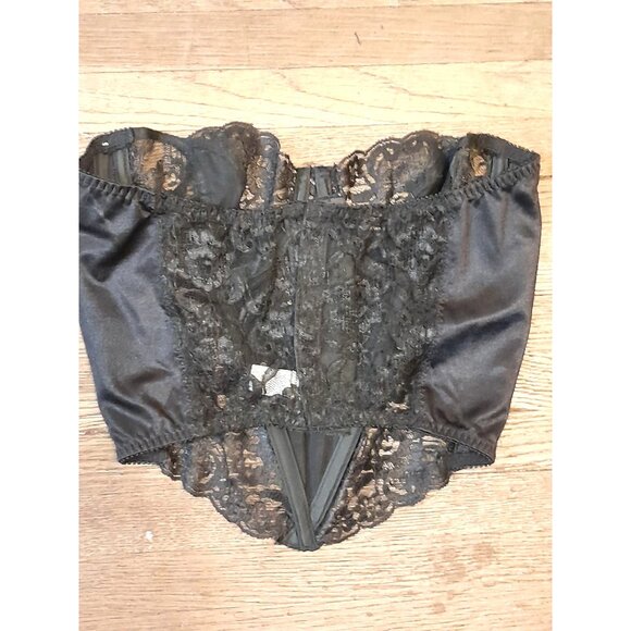 Vintage RARE Christian Dior 34B Satin & Lace Bustier Corset Boudoir Pinup Gothic - Picture 3 of 6